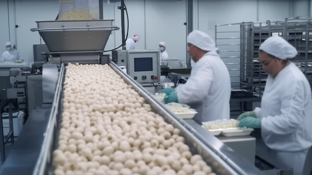Local processing facility with chilled vacuum-packing line